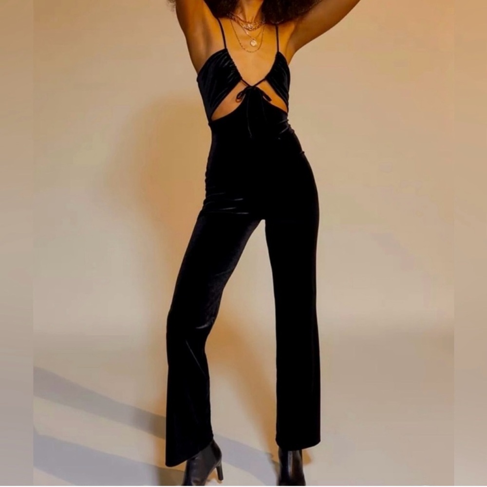 Urban Outfitters Black Velvet Jumpsuit